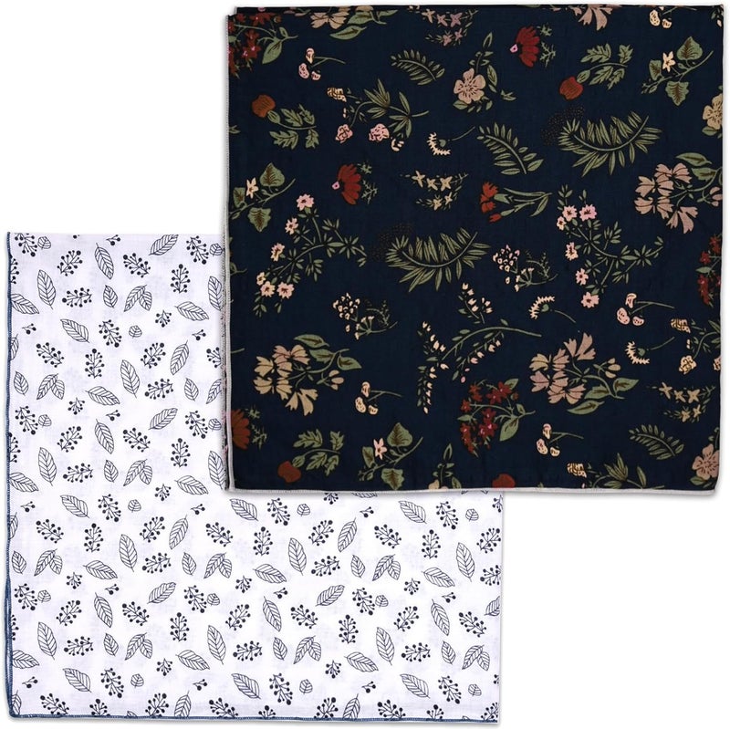 Acigbetter 2 Pack Soft Cotton-Blend Bandana for Women and Men, 21.6''x 21.6'' Neck Head Scarf Summer Thin Bandana Headband - Image 1